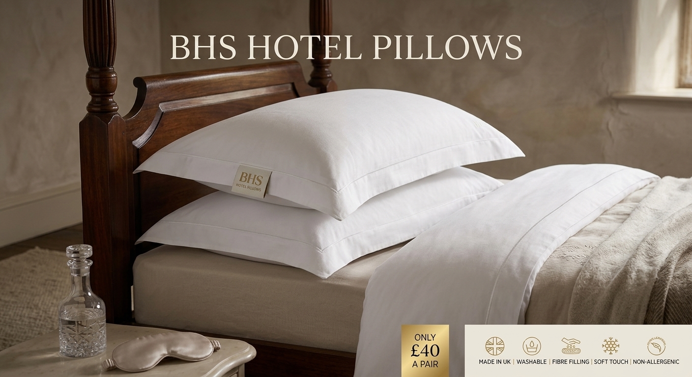 BHS Hotel Pillows Pack - Soft White Stripe Pillows for Comfort